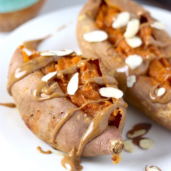 Almond Twice Baked Sweet Potatoes - Recipe photo by Colleen Christensen