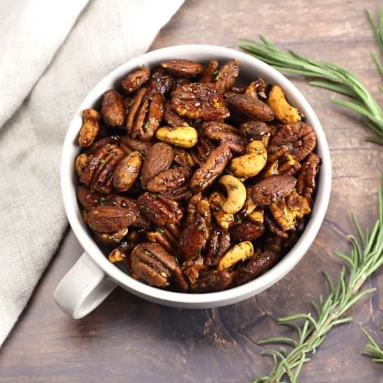 Savory Rosemary Roasted Mixed Nuts - Recipe photo by TheToastyKitchen