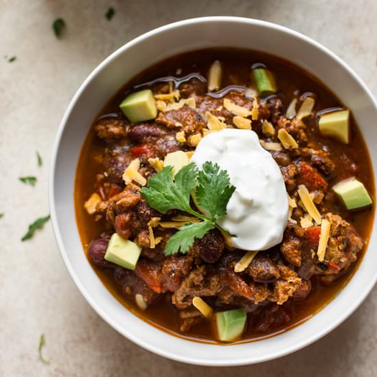Instant Pot Turkey Chili - Recipe photo by saltandlavender