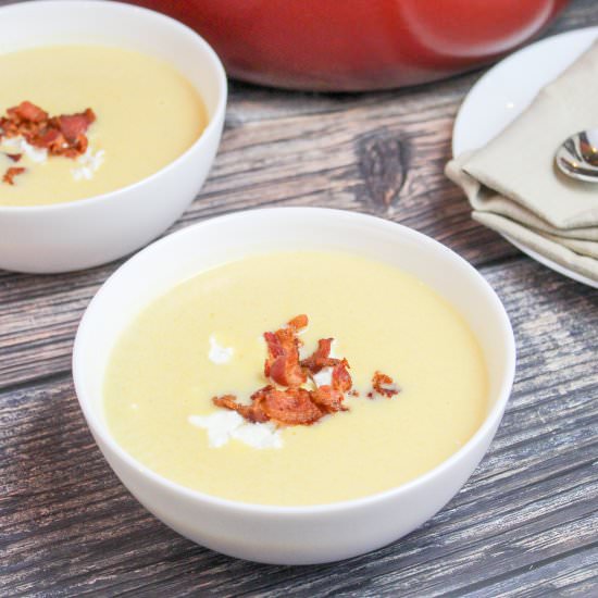Maple Squash Soup with Goat Cheese - Recipe photo by Cheesecurdinparadise
