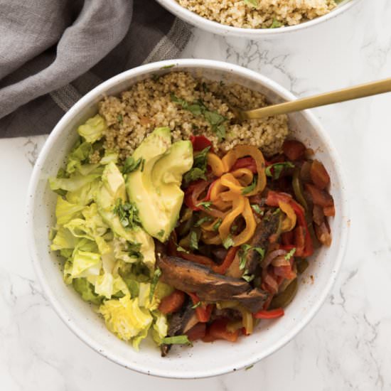 Portobello Mushroom Fajita Bowls - Recipe photo by Inspiralized