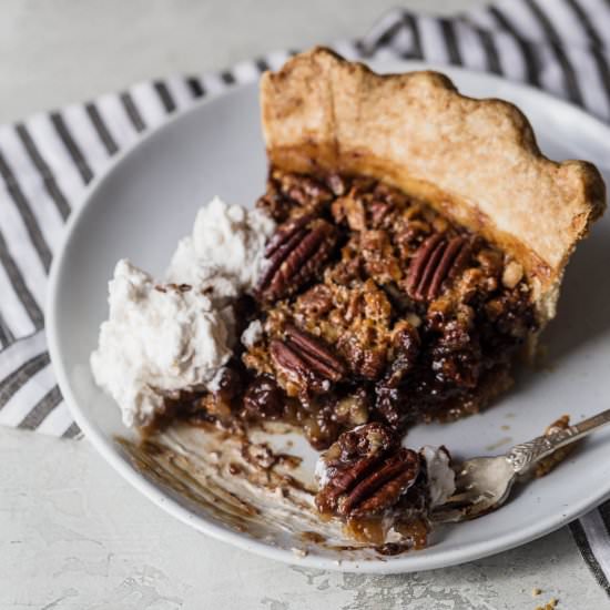 chocolate bourbon pecan pie - Recipe photo by wellseasonedstudio