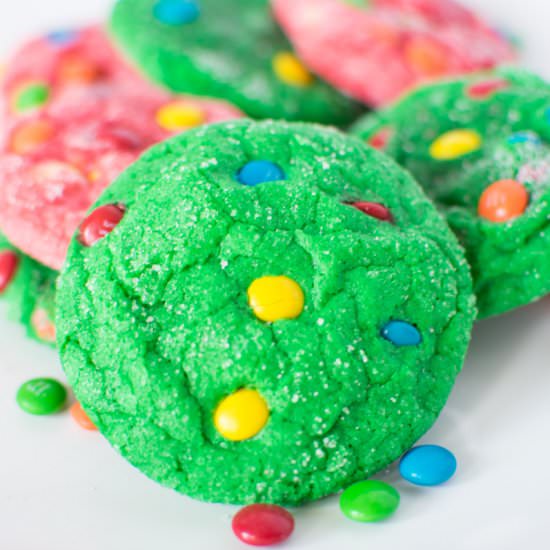M&M Crinkle Christmas Cookies - Recipe photo by Asprinkleandasplash