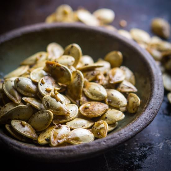 Za'atar Pumpkin Seeds - Recipe photo by kneadbakecook