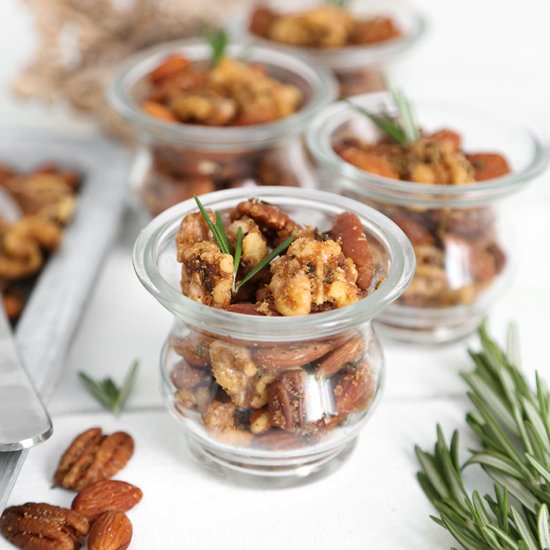Spicy Rosemary Roasted Nuts - Recipe photo by sprinklebakes