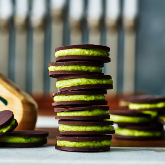 Dark Chocolate Gelt & Matcha Mousse - Recipe photo by proportionalplate
