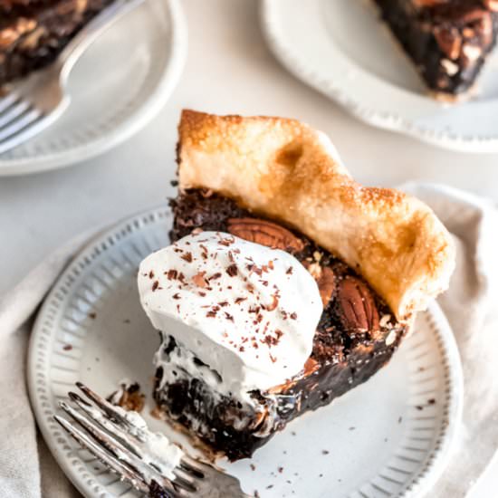 Chocolate Bourbon Pecan Pie - Recipe photo by bluebowlrecipes