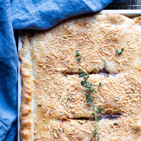 Cauliflower Rarebit Slab Pie - Recipe photo by TheWimpyVegetarian