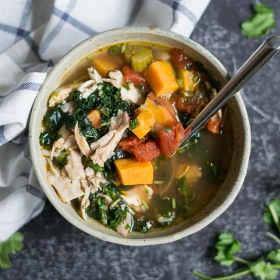 Chicken Kale Soup with Sweet Potato - Recipe photo by Smart Nutrition