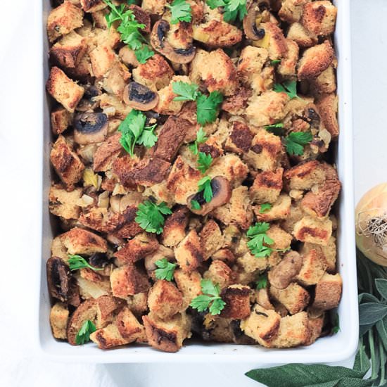 Gluten Free Thanksgiving Stuffing - Recipe photo by finishedwithsalt
