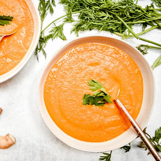 Carrot Ginger Soup - Recipe photo by Sarah Gold Nutrition