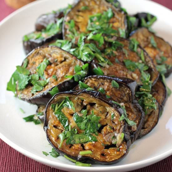 Roasted eggplant with anchoves - Recipe photo by Food Gal