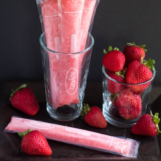 Strawberry Freezer Pops - Recipe photo by littlebitrecipes