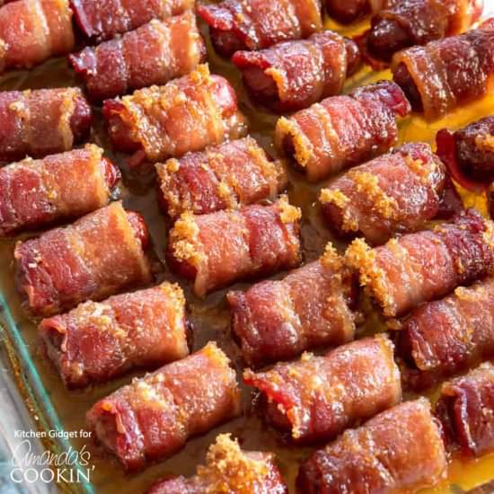 Bacon Wrapped Little Smokies - Recipe photo by amandascookin