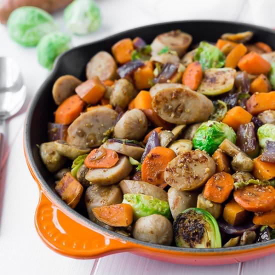 One Pan Sausage Dinner with Veggies - Recipe photo by rachelcooksblog