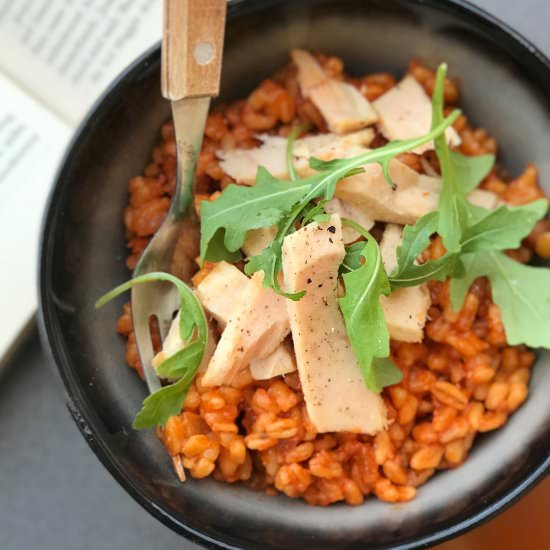 Tomato Risotto with Barley & Tuna - Recipe photo by June-dArville