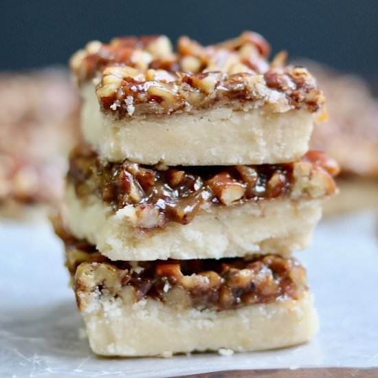 Caramel Pecan Vegan Shortbread - Recipe photo by Cheeky Chickpea