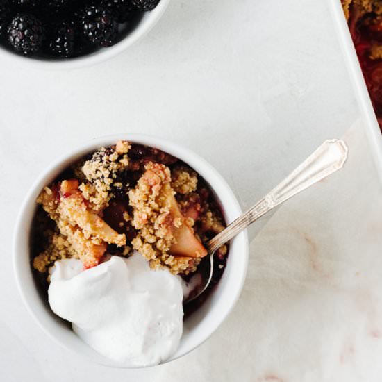 Vegan Apple and Blackberry Crumble - Recipe photo by plantedpurpose