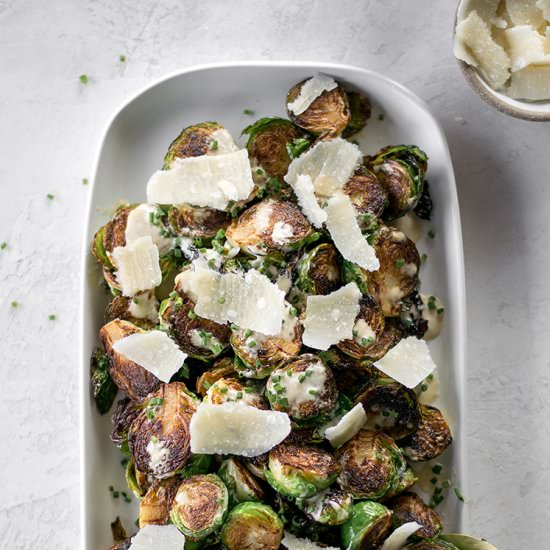 Crispy Brussels Sprouts with Caesar - Recipe photo by jojotastic