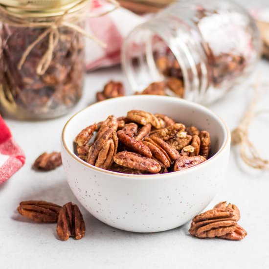 Maple Vanilla Spiced Pecans - Recipe photo by lemons and zest