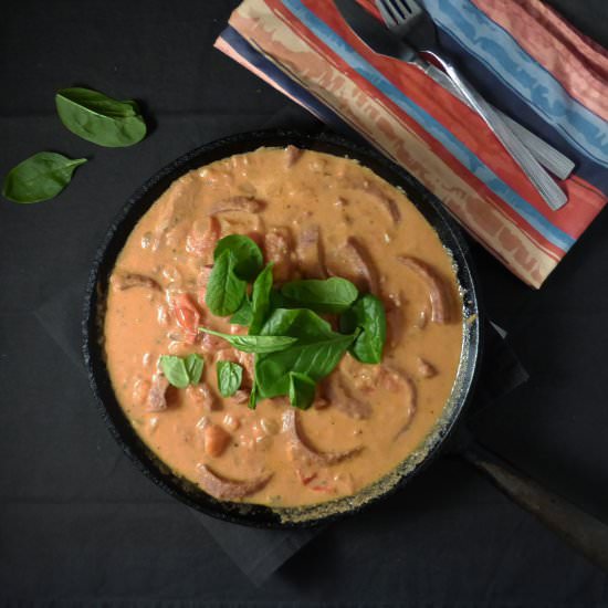 Swedish sausage stroganoff - Recipe photo by thespeltkitchen