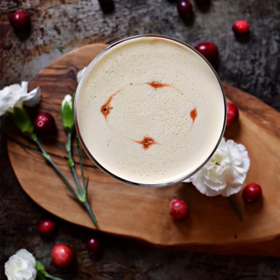 Whiskey Flip Cocktail - Recipe photo by The Boozy Oyster