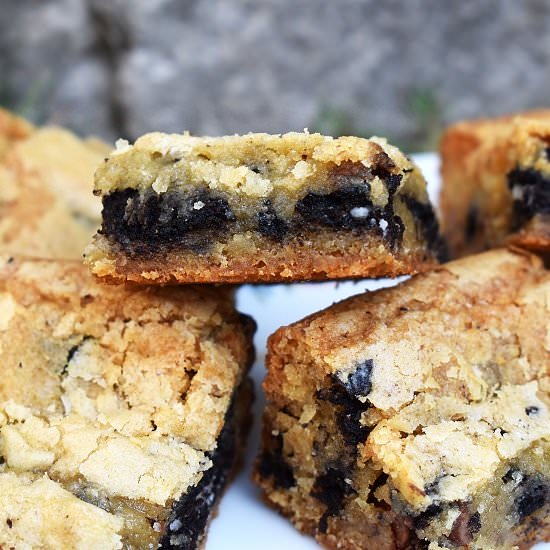 Oreo White Chocolate Blondies - Recipe photo by lightscamerabake