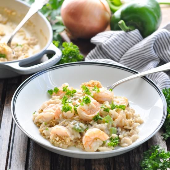 Dump and Bake Shrimp and Rice - Recipe photo by The Seasoned Mom