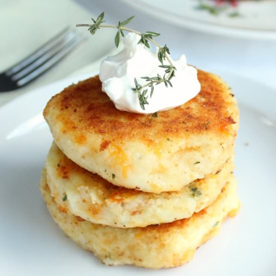 Leftover Cheesy Mashed Potato Cakes - Recipe photo by Family Table Treasures