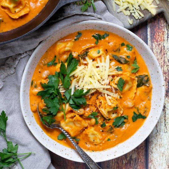 Creamy Tomato Tortellini Soup - Recipe photo by Midwest Foodie