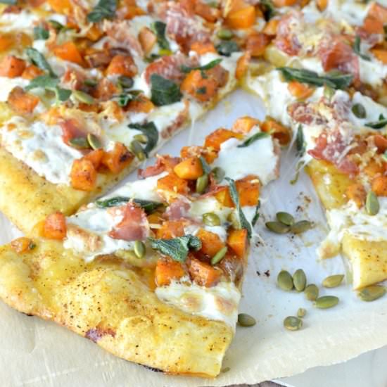Roasted Butternut Squash Pizza - Recipe photo by chiselandfork