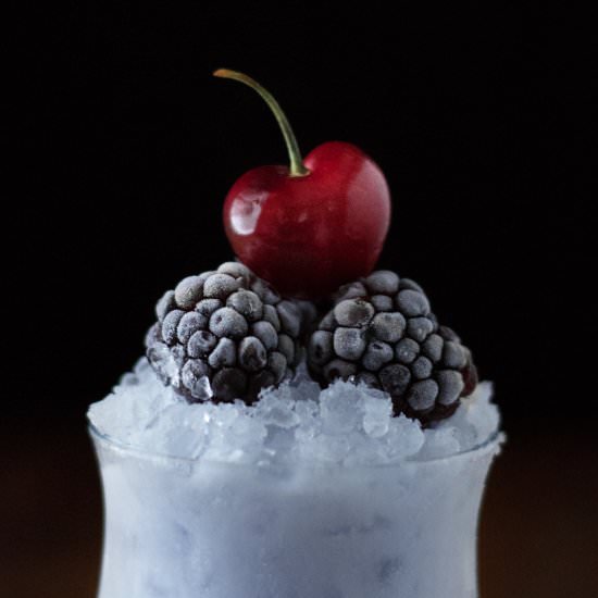 Cherry Violet Coconut Gin Cooler - Recipe photo by moodymixologist