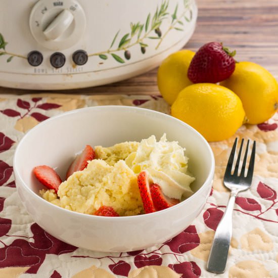 Low Carb Crock Pot Lemon Cake - Recipe photo by littlebitrecipes