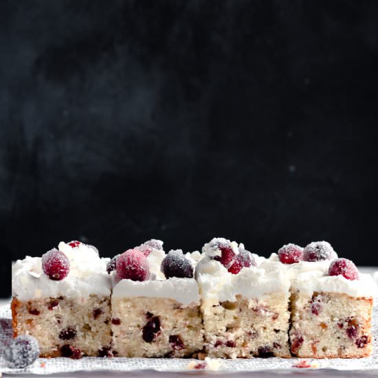 White Chocolate Cranberry Cake - Recipe photo by OneSarcasticBaker