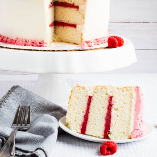 White Almond Cake with Raspberry - Recipe photo by SugarSpicesLife
