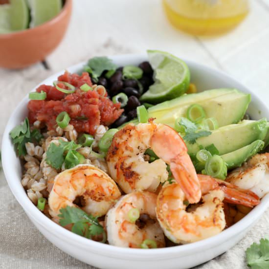 Shrimp, Farro & Avocado Power Bowls - Recipe photo by jennyrawn
