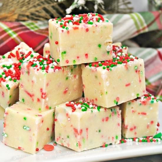 Sugar Cookie Christmas Fudge - Recipe photo by CrayonsAndCravings