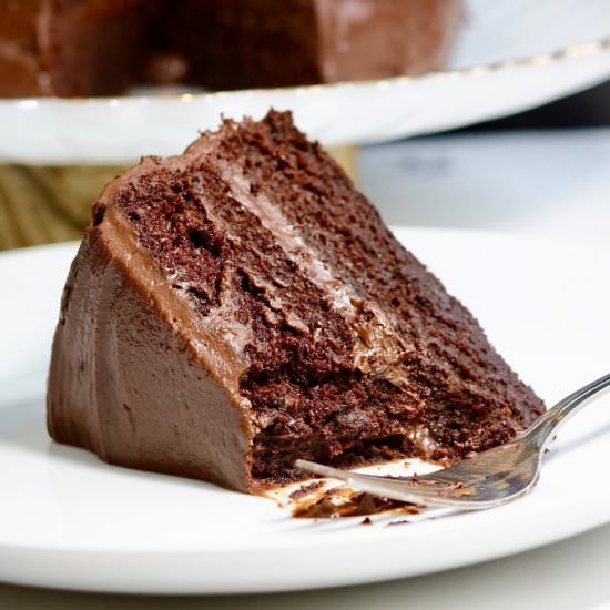 Vegan Chocolate Fudge Cake - Recipe photo by Cheeky Chickpea