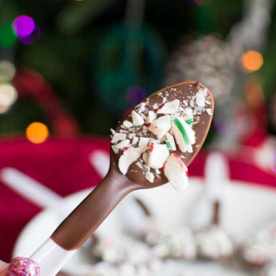 Chocolate Candy Cane Coffee Spoons - Recipe photo by Asprinkleandasplash