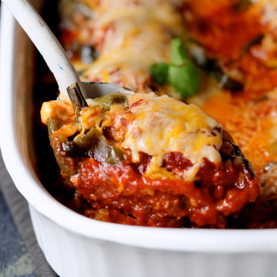 Chorizo Brown Rice Stuffed Poblanos - Recipe photo by fromachefskitchen