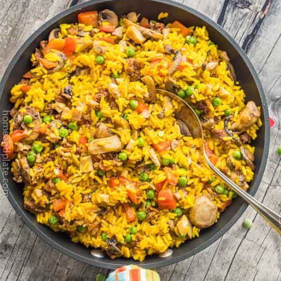 Chorizo & Chicken Rice Skillet - Recipe photo by homeandplate