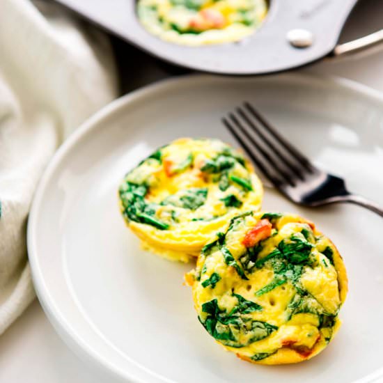 Spinach and Red Pepper Egg Bites - Recipe photo by Appetite For Energy
