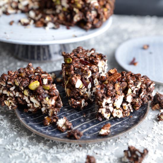 Chocolate Popcorn Cake - Recipe photo by waffleandwhisk