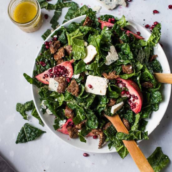 Winter Kale Salad with Pomegranate - Recipe photo by hungerthirstplay