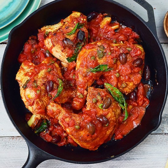 Skillet Chicken Puttanesca - Recipe photo by nonnabox