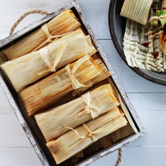 Poblano Chorizo + Cheese Tamales - Recipe photo by Buy This Cook That