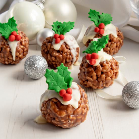 rice krispie christmas puddings - Recipe photo by CrumbsCorkscrews