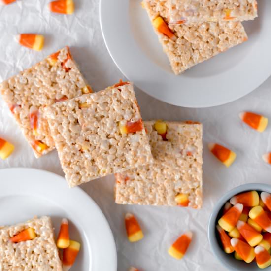 Candy Corn Rice Krispie Treats - Recipe photo by Simplylakita
