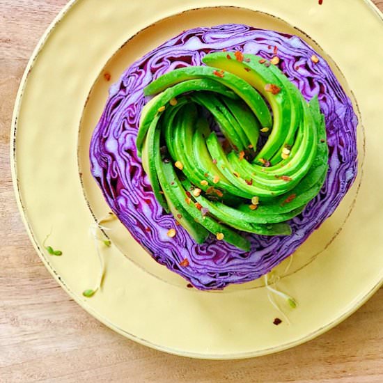 Purple cabbage & Avocado Salad - Recipe photo by Eat More Art