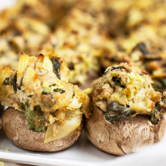 Spinach Artichoke Stuffed Mushrooms - Recipe photo by therusticfoodie